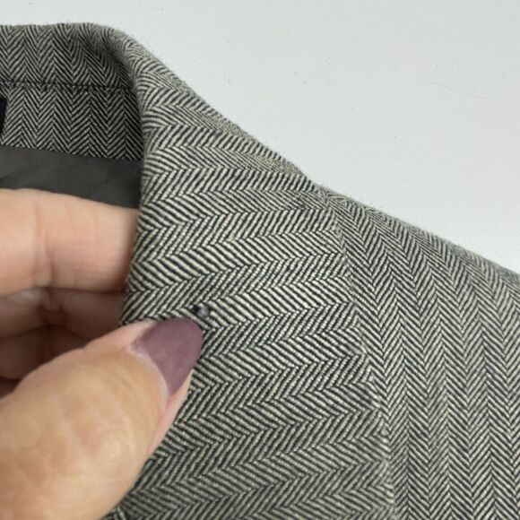 RALPH LAUREN MENS Sport Coat Blazer GRAY Herringbone SILK & WOOL 46L - Picture 9 of 10